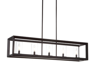 Anna 38.5" Linear Metal/Glass LED Pendant - JONATHAN Y